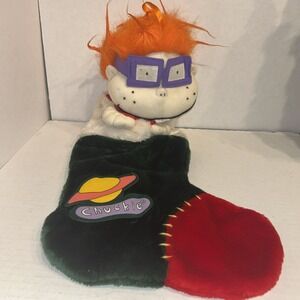 Vintage Nickelodeon Rugrats‎ Plush Christmas Holiday Stocking 1998 Chuckie P4